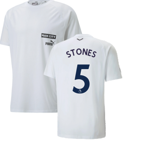 2022-2023 Man City Casuals Tee (White) (STONES 5)