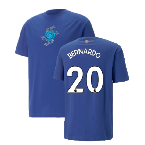 2022-2023 Man City Chinese New Year Graphic Tee (Blue) (Bernardo 20)