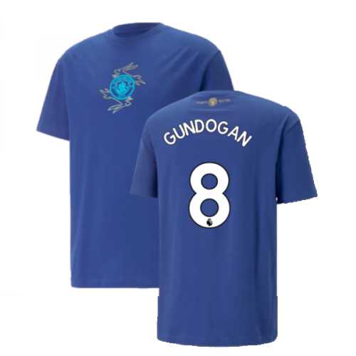 2022-2023 Man City Chinese New Year Graphic Tee (Blue) (Gundogan 8)