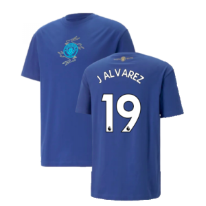 2022-2023 Man City Chinese New Year Graphic Tee (Blue) (J. Alvarez 19)