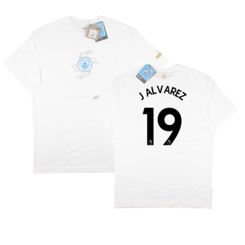 2022-2023 Man City Chinese New Year Tee (White) (J. Alvarez 19)