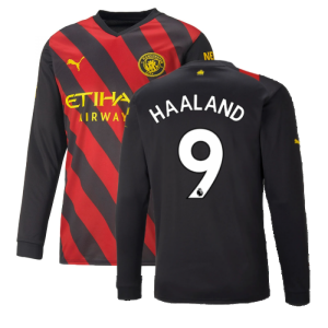 2022-2023 Man City Long Sleeve Away Shirt (HAALAND 9)