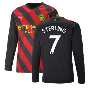 2022-2023 Man City Long Sleeve Away Shirt (STERLING 7)