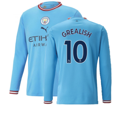 2022-2023 Man City Long Sleeve Home Shirt (GREALISH 10)