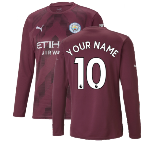 2022-2023 Man City LS Goalkeeper Shirt (Grape Wine) (Your Name)