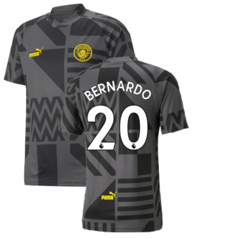 2022-2023 Man City Pre-Match Jersey (Black) (BERNARDO 20)