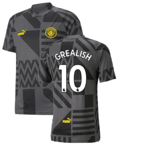 2022-2023 Man City Pre-Match Jersey (Black) (GREALISH 10)