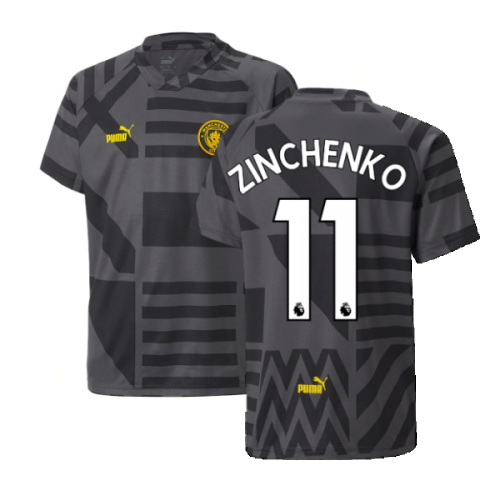 2022-2023 Man City Pre-Match Jersey (Black) - Kids (ZINCHENKO 11)