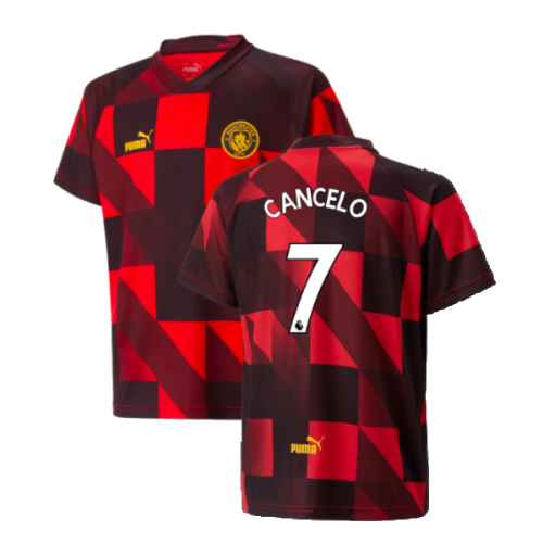 2022-2023 Man City Pre-Match Jersey (Red) - Kids (Cancelo 7)