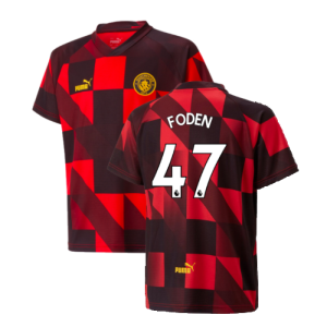 2022-2023 Man City Pre-Match Jersey (Red) - Kids (Foden 47)