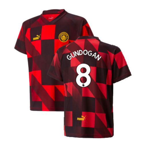 2022-2023 Man City Pre-Match Jersey (Red) - Kids (Gundogan 8)