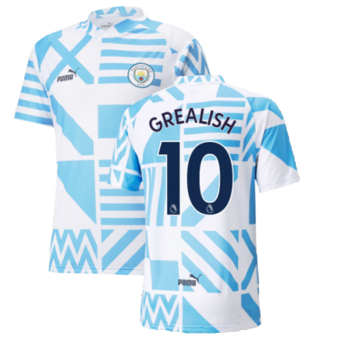 2022-2023 Man City Pre-Match Jersey (White) (GREALISH 10)