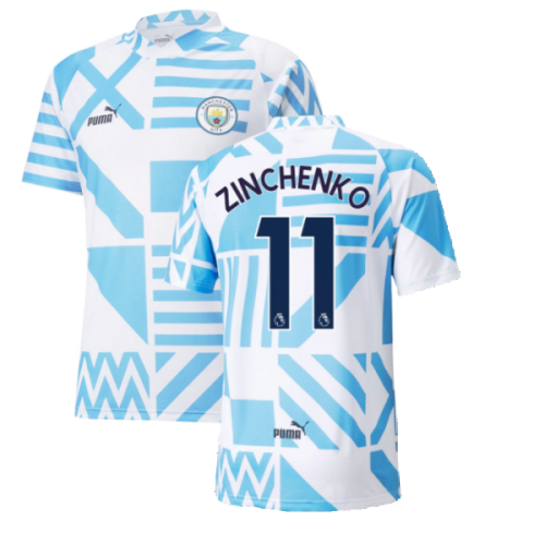 2022-2023 Man City Pre-Match Jersey (White) (ZINCHENKO 11)