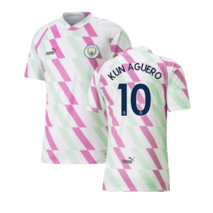 2022-2023 Man City Pre-Match Shirt (White) (KUN AGUERO 10)