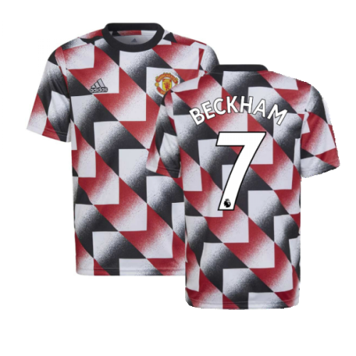 2022-2023 Man Utd Pre-Match Shirt (White) - Kids (BECKHAM 7)