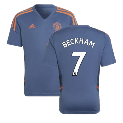 2022-2023 Man Utd Training Shirt (Blue) - Kids (BECKHAM 7)