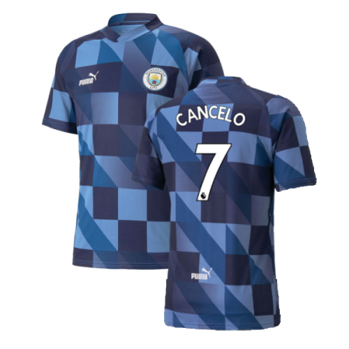 2022-2023 Manchester City Pre-Match Jersey (Blue-Navy) (Cancelo 7)