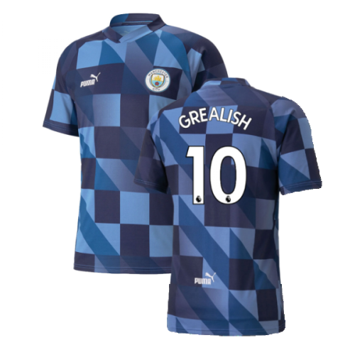 2022-2023 Manchester City Pre-Match Jersey (Blue-Navy) (Grealish 10)