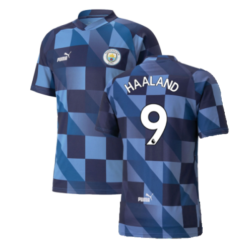 2022-2023 Manchester City Pre-Match Jersey (Blue-Navy) (Haaland 9)