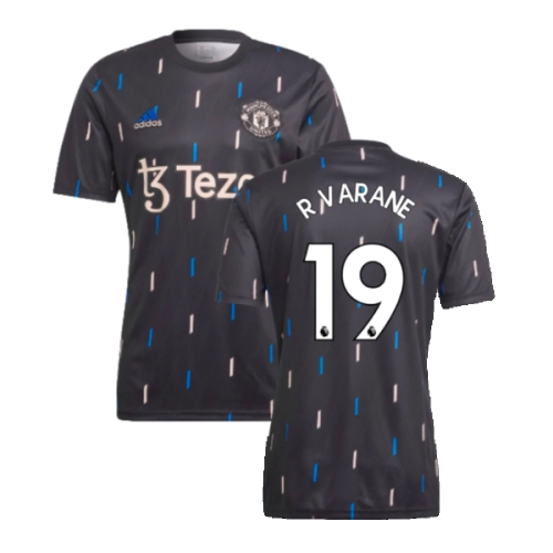 2022-2023 Manchester United Pre-Match Jersey (Black) (R VARANE 19)