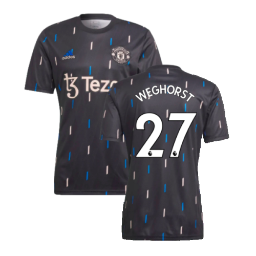 2022-2023 Manchester United Pre-Match Jersey (Black) (Weghorst 27)