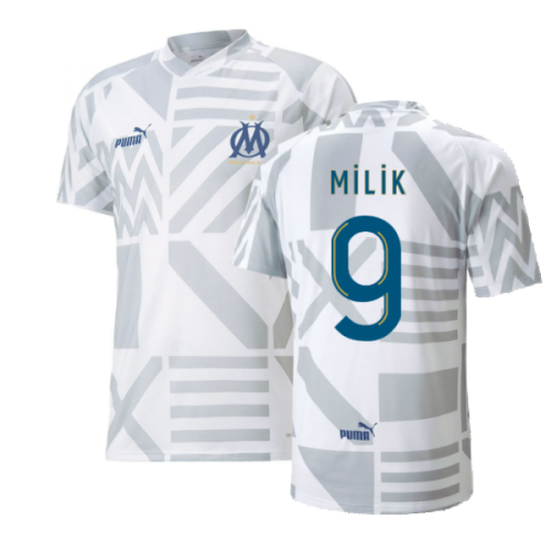 2022-2023 Marseille Pre-Match Jersey (White) (MILIK 9)