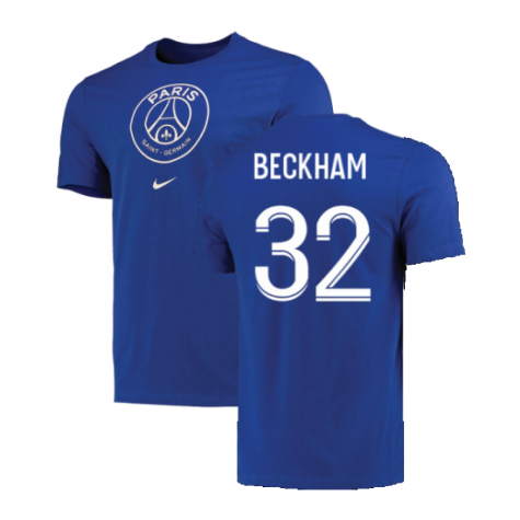 2022-2023 PSG Crest Tee (Blue) - Kids (BECKHAM 32)