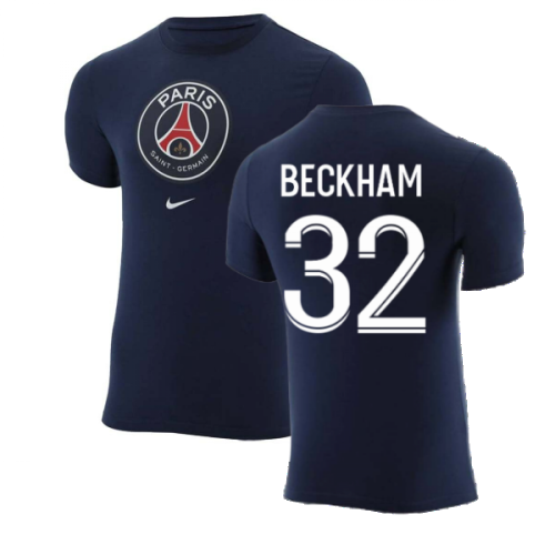 2022-2023 PSG Crest Tee (Navy) (BECKHAM 32)