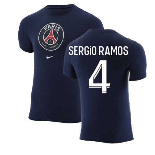 2022-2023 PSG Crest Tee (Navy) (SERGIO RAMOS 4)