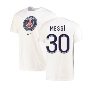 2022-2023 PSG Crest Tee (White) (MESSI 30)