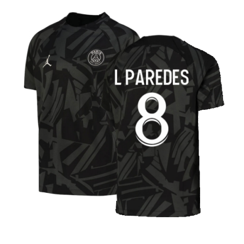 2022-2023 PSG Pre-Match Training Shirt (Black) - Kids (L PAREDES 8)