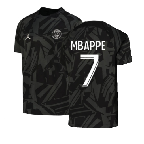 2022-2023 PSG Pre-Match Training Shirt (Black) - Kids (MBAPPE 7)