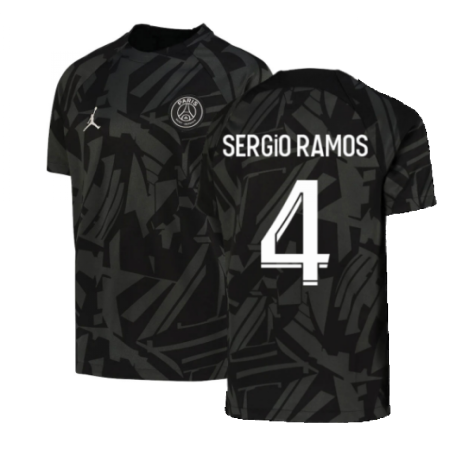 2022-2023 PSG Pre-Match Training Shirt (Black) - Kids (SERGIO RAMOS 4)