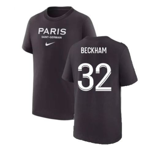 2022-2023 PSG Swoosh Tee Black - Kids (BECKHAM 32)