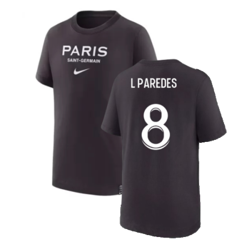 2022-2023 PSG Swoosh Tee Black - Kids (L PAREDES 8)