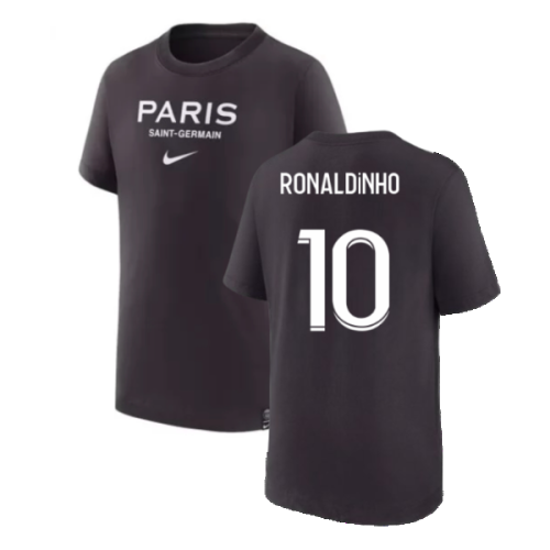 2022-2023 PSG Swoosh Tee Black - Kids (RONALDINHO 10)