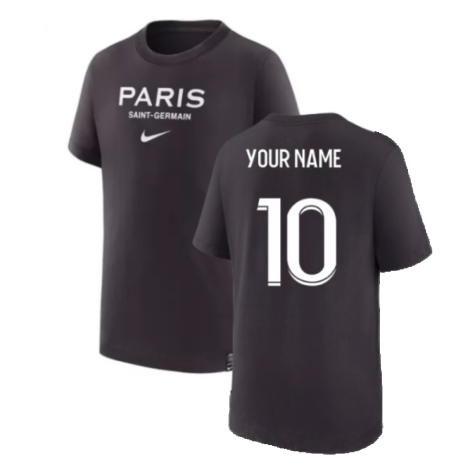 2022-2023 PSG Swoosh Tee Black - Kids (Your Name)