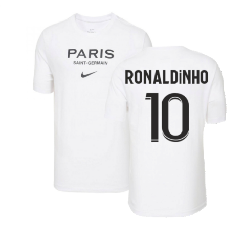 2022-2023 PSG Swoosh Tee (White) (RONALDINHO 10)