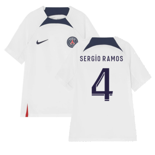 2022-2023 PSG Training Shirt (White) - Kids (SERGIO RAMOS 4)