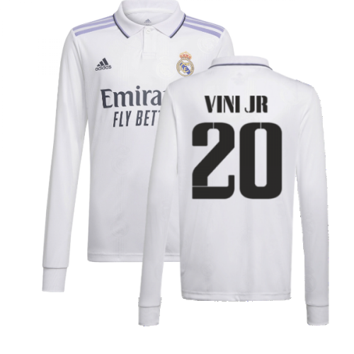 2022-2023 Real Madrid Long Sleeve Home Shirt (VINI JR 20)