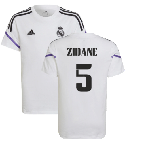 2022-2023 Real Madrid Training Tee (White) - Kids (ZIDANE 5)