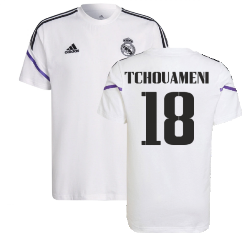 2022-2023 Real Madrid Training Tee (White) (TCHOUAMENI 18)