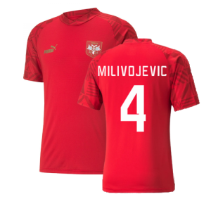 2022-2023 Serbia Pre-Match Jersey (Red) (MILIVOJEVIC 4)