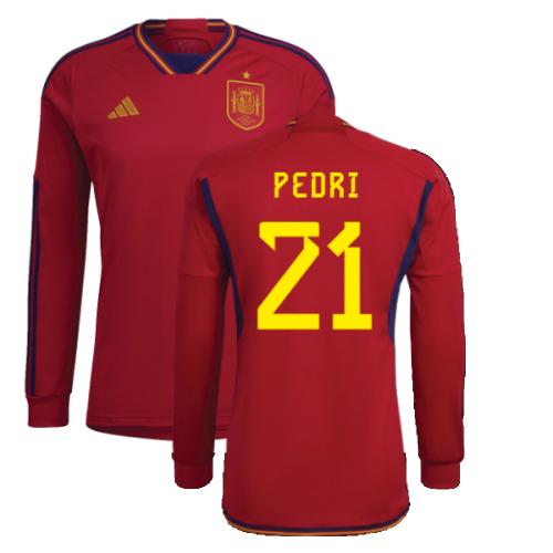 2022-2023 Spain Long Sleeve Home Shirt (PEDRI 21)