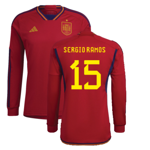 2022-2023 Spain Long Sleeve Home Shirt (SERGIO RAMOS 15)