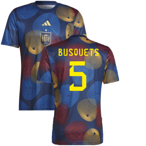 2022-2023 Spain Pre-Match Shirt (Navy) (BUSQUETS 5)