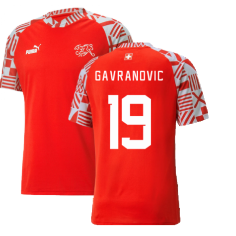 2022-2023 Switzerland Pre-Match Jersey (Red) (GAVRANOVIC 19)