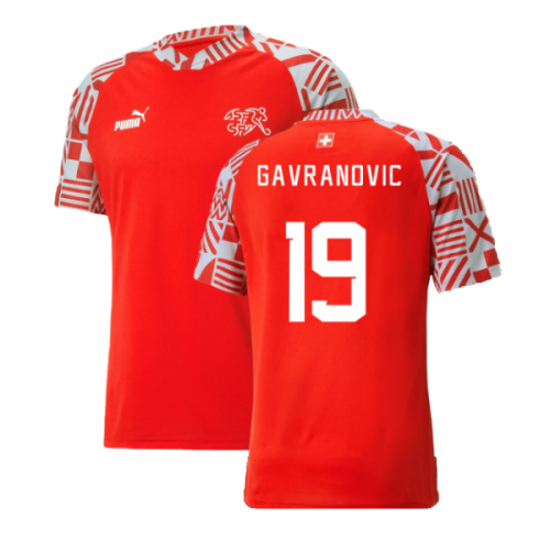 2022-2023 Switzerland Pre-Match Shirt (Red) (GAVRANOVIC 19)