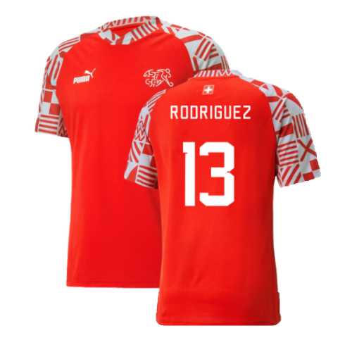 2022-2023 Switzerland Pre-Match Shirt (Red) (Rodriguez 13)