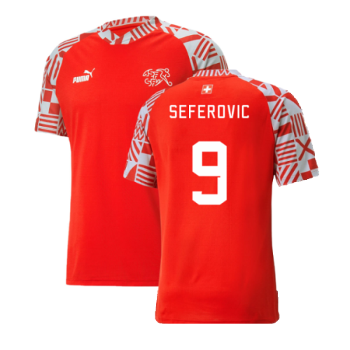 2022-2023 Switzerland Pre-Match Shirt (Red) (Seferovic 9)